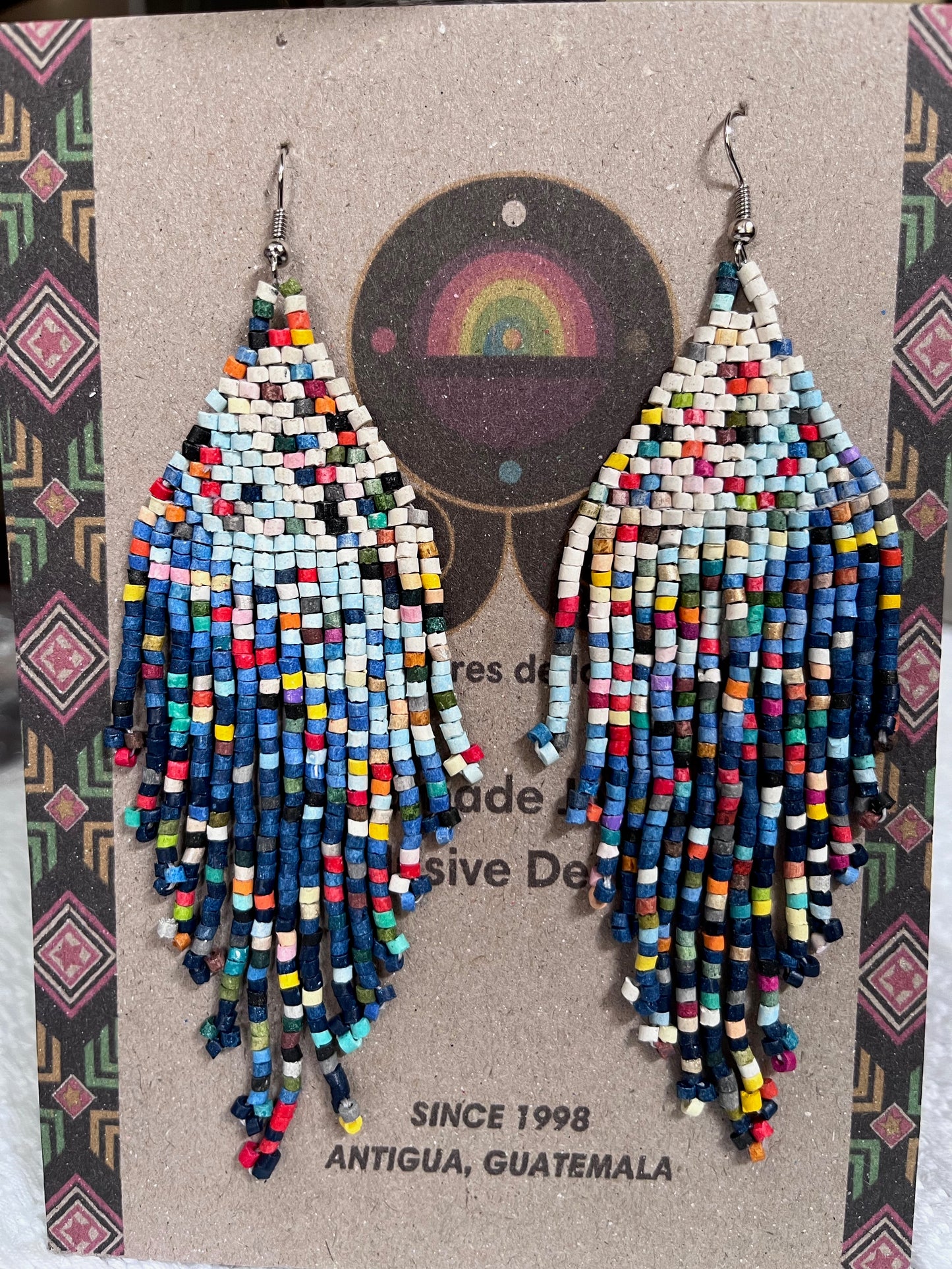 Light, Statement Earrings - "Lean Tikal Synergy Rainbow"