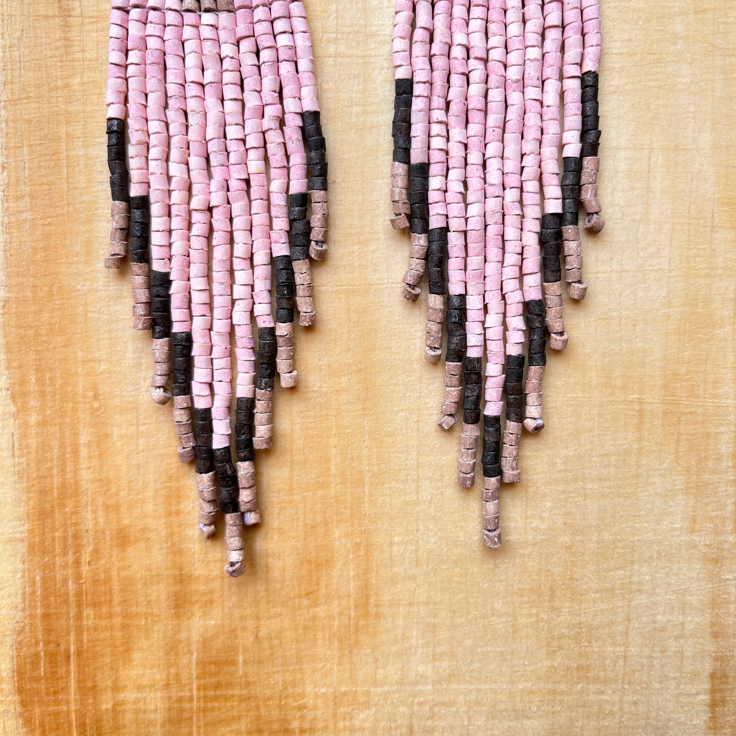 Ceramic-beaded, Fringe Earrings - Slim Tikal Spot