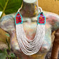 Collares con tejido ceremonial y cadenas de pedrería - "Aguacatán Blancos"