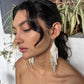 Ceramic-beaded, Shoulder-long Earrings - "Slim Tikal Palindrome"