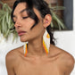 Ceramic-beaded, Shoulder-long Earrings - "Slim Tikal Palindrome"