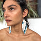 Ceramic-beaded, Shoulder-long Earrings - "Slim Tikal Palindrome"