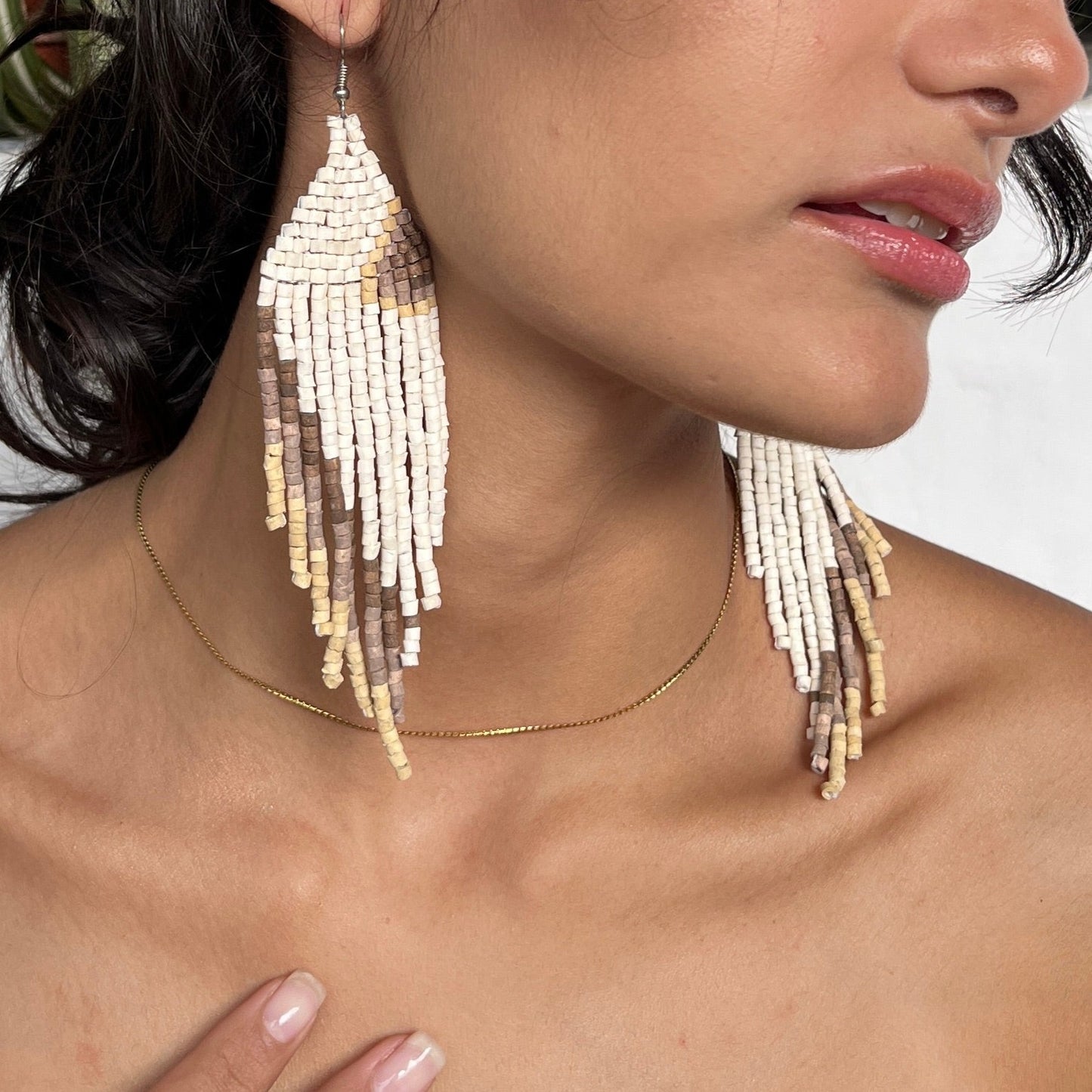 Ceramic Beaded Earrings Shoulder Long Earrings
