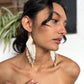 Ceramic-beaded, Shoulder-long Earrings - "Slim Tikal Palindrome"