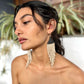 Pendientes colgantes con cuentas de cerámica - "Slim Tikal Shimmer Duet"