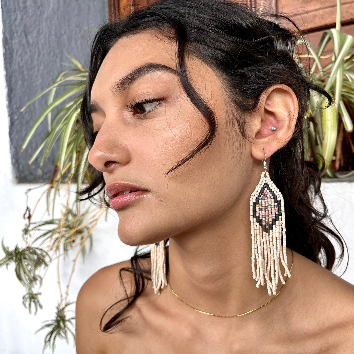 Lightweight, Statement Earrings - "Lean Tikal Diamond"