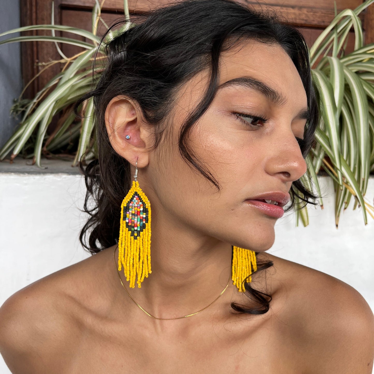 Lightweight, Statement Earrings - "Lean Tikal Diamond"