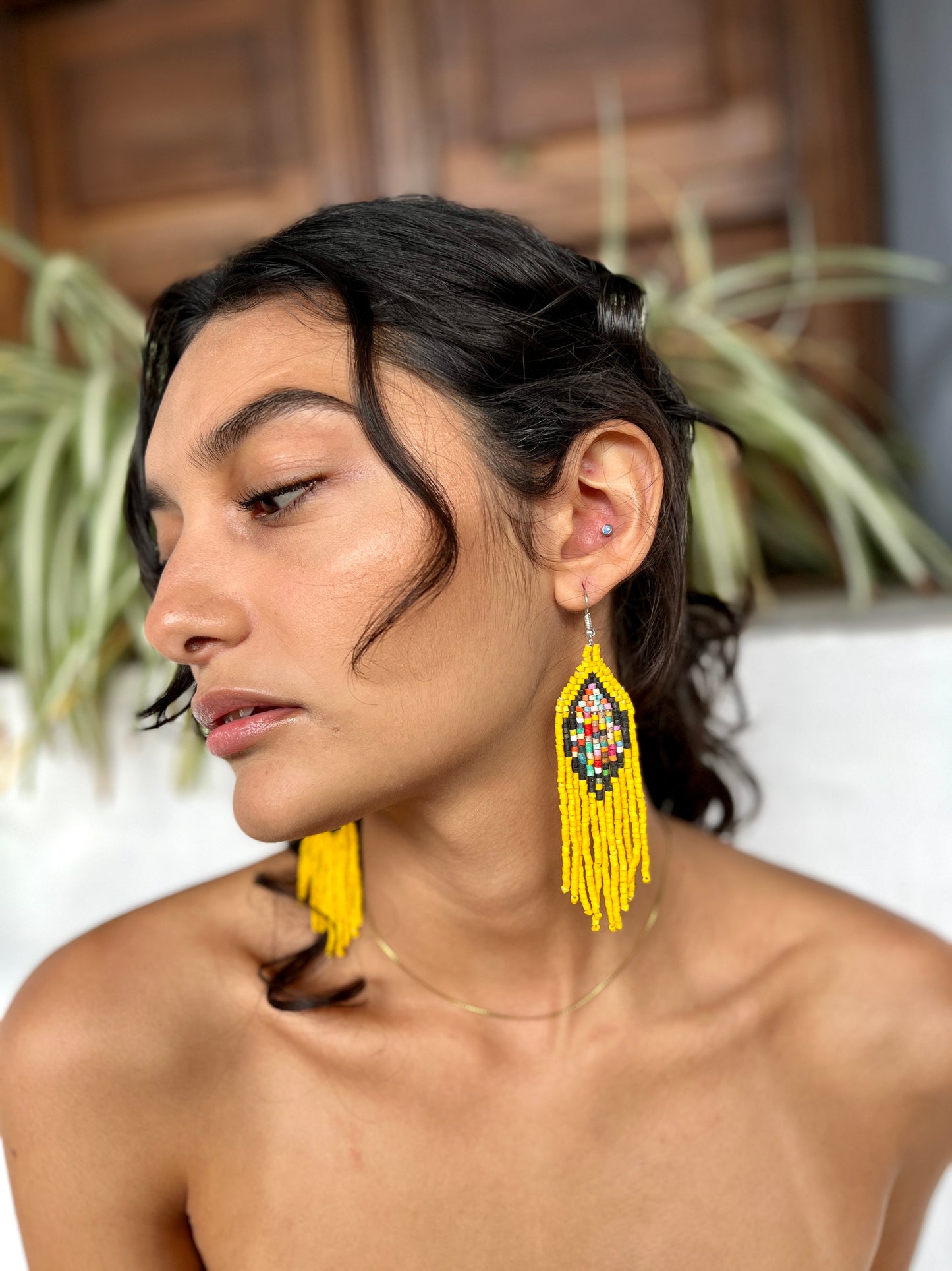 Lightweight, Statement Earrings - "Lean Tikal Diamond"