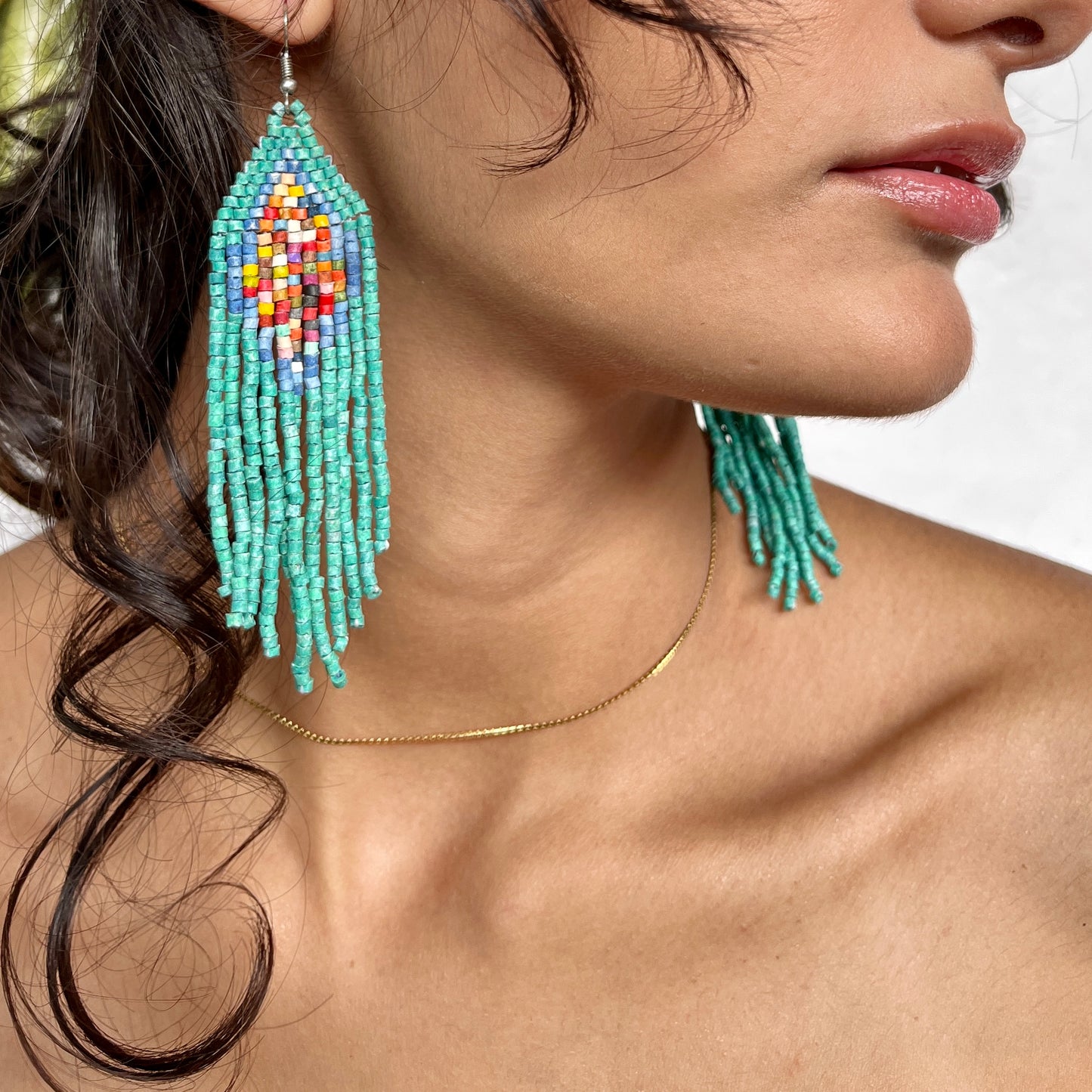 Lightweight, Statement Earrings - "Lean Tikal Diamond"