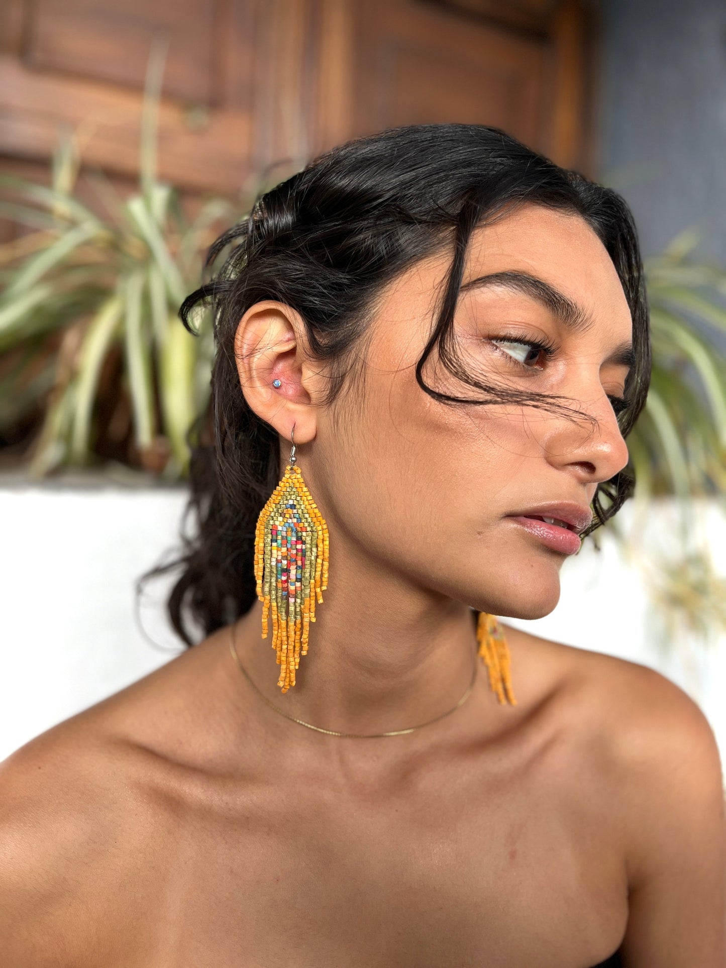 Aretes de cuentas ligeras - "Lean Tikal Diamond"
