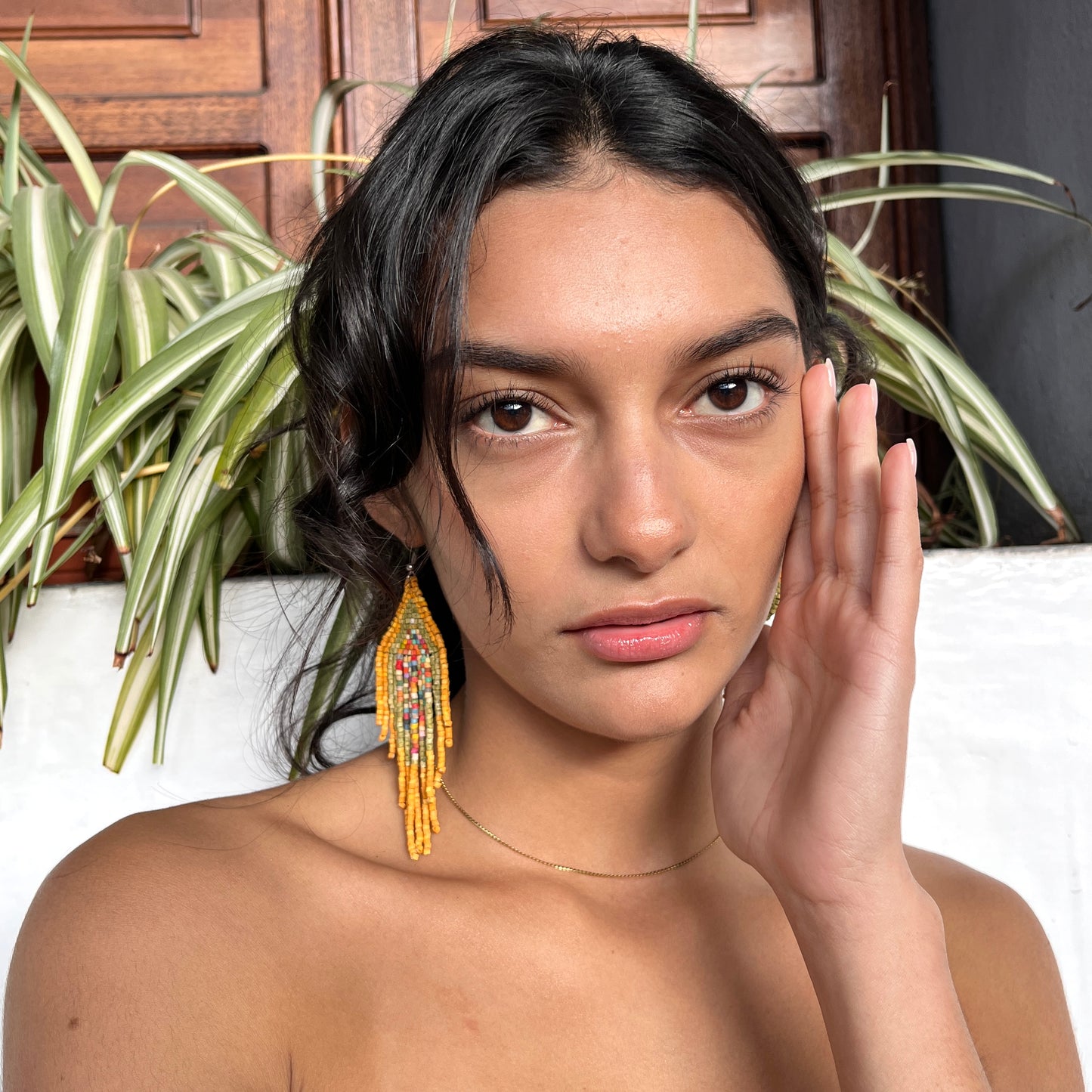 Aretes de cuentas ligeras - "Lean Tikal Diamond"