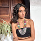 Collares con tejido ceremonial y cadenas de pedrería - "Aguacatán Blancos"