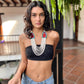 Collares con tejido ceremonial y cadenas de pedrería - "Aguacatán Blancos"