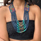Necklaces with ceremonial textile and beaded chains - "Aguacatán Colores"