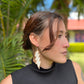 Lightweight, Statement Earrings - "Rayos", neutrals/multicolor