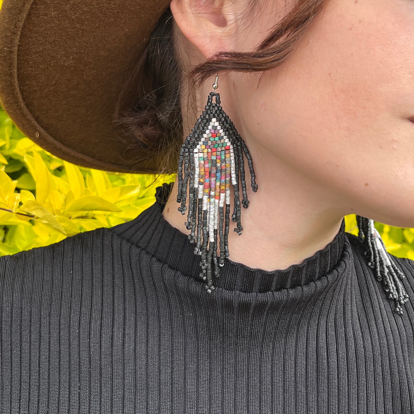 Lightweight Fringe Earrings in Diamond Shaped Design