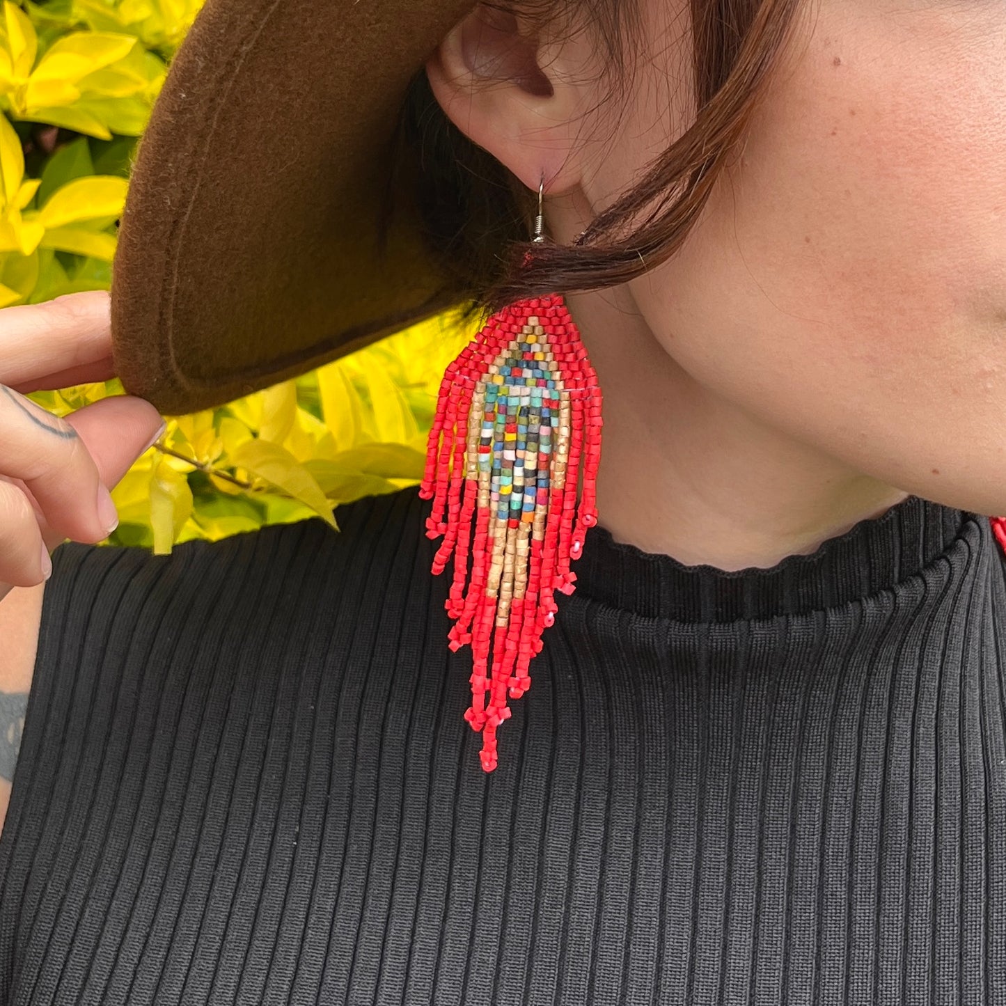 Lightweight Fringe Earrings in Diamond Shaped Design