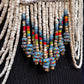 Body Jewelry with Beaded Chains - "Warrior", white blue/multicolor