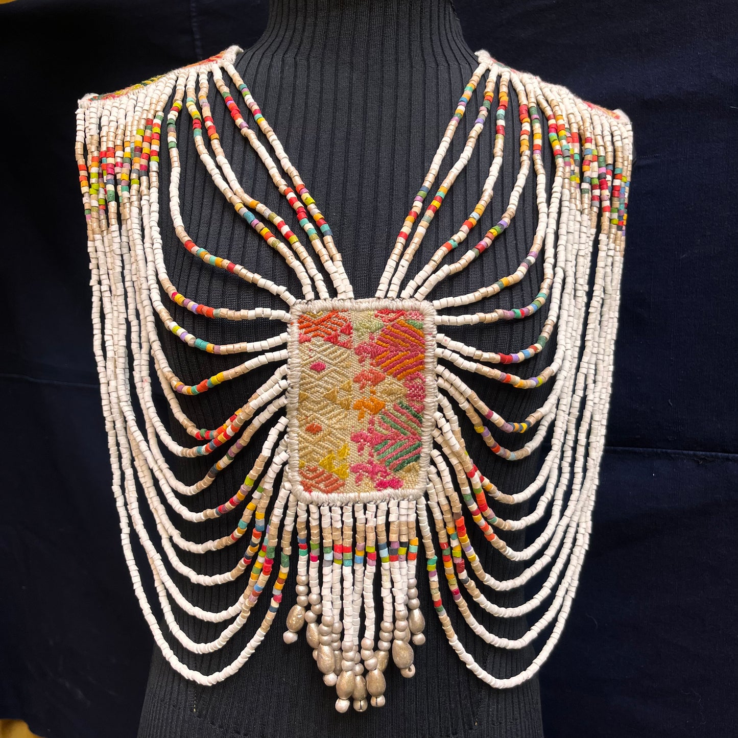 Body Jewelry with Beaded Chains - "Warrior", white/multicolor