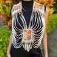 Body Jewelry with Beaded Chains - "Warrior", white/multicolor