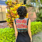 Textile Vest with Beaded Chains - "Imperial Aguacatán", turquoise (S)