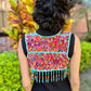 Textile Vest with Beaded Chains - "Imperial Aguacatán", turquoise (S)