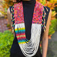 Ceremonial Shoulder Piece with Beaded Chains - "Aguacatán", white/rainbow