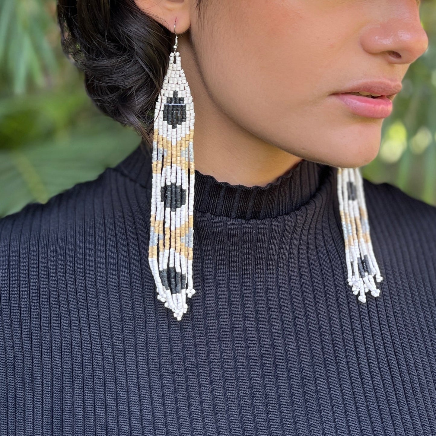 Long and Lightweight, Fringe Earrings - Long Tikal Serpiente