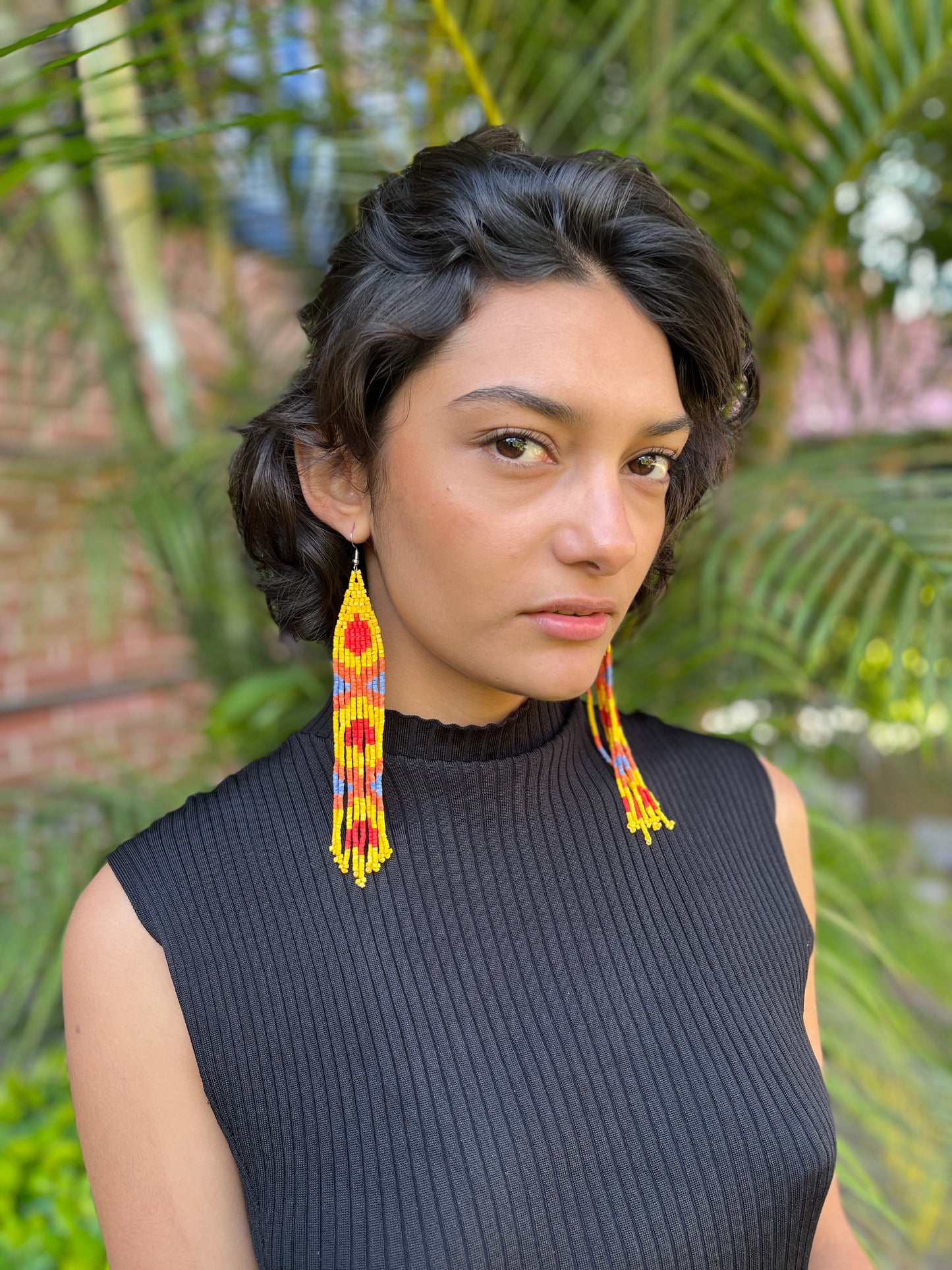 Long and Lightweight, Fringe Earrings - Long Tikal Serpiente