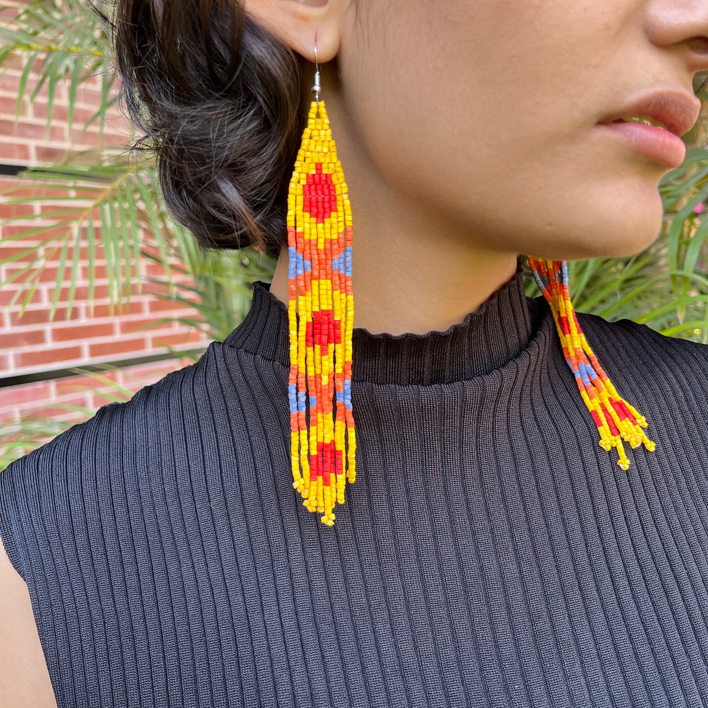 Long and Lightweight, Fringe Earrings - Long Tikal Serpiente