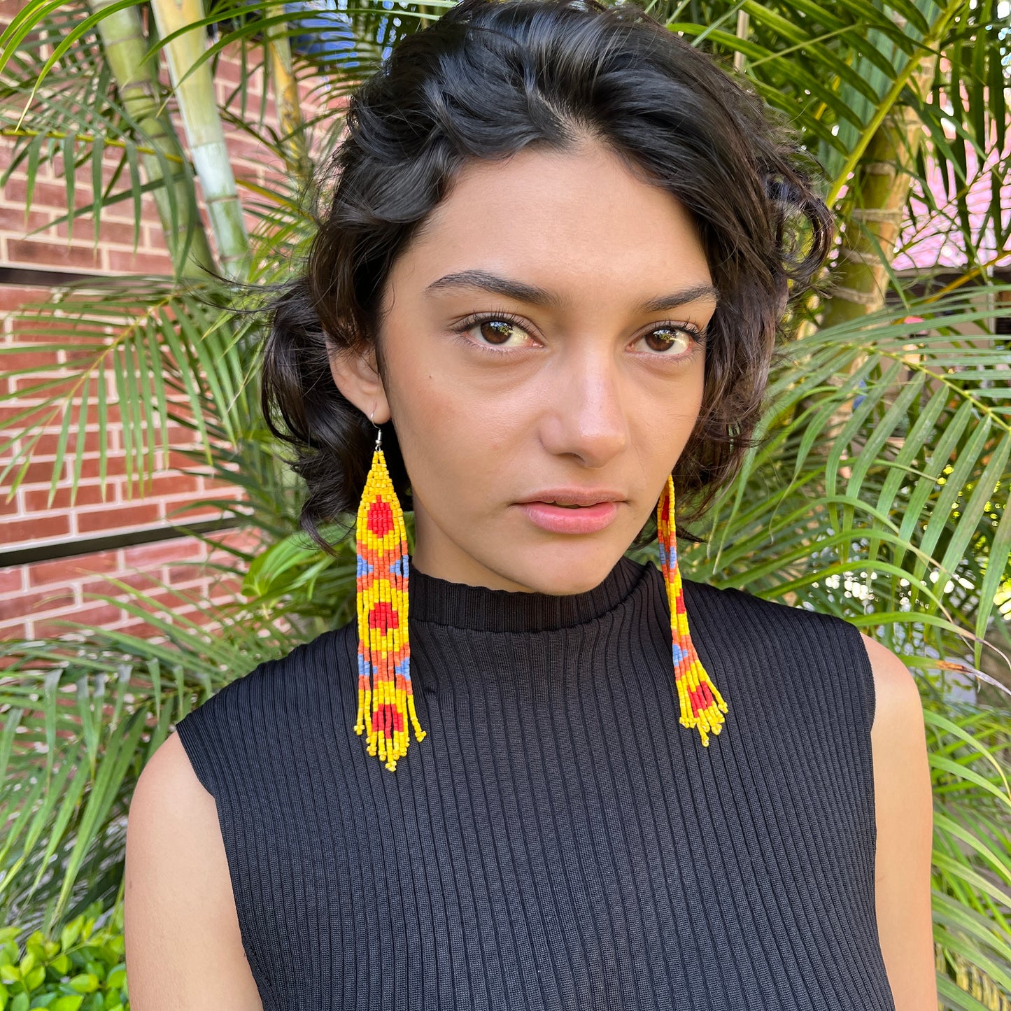 Long and Lightweight, Fringe Earrings - Long Tikal Serpiente