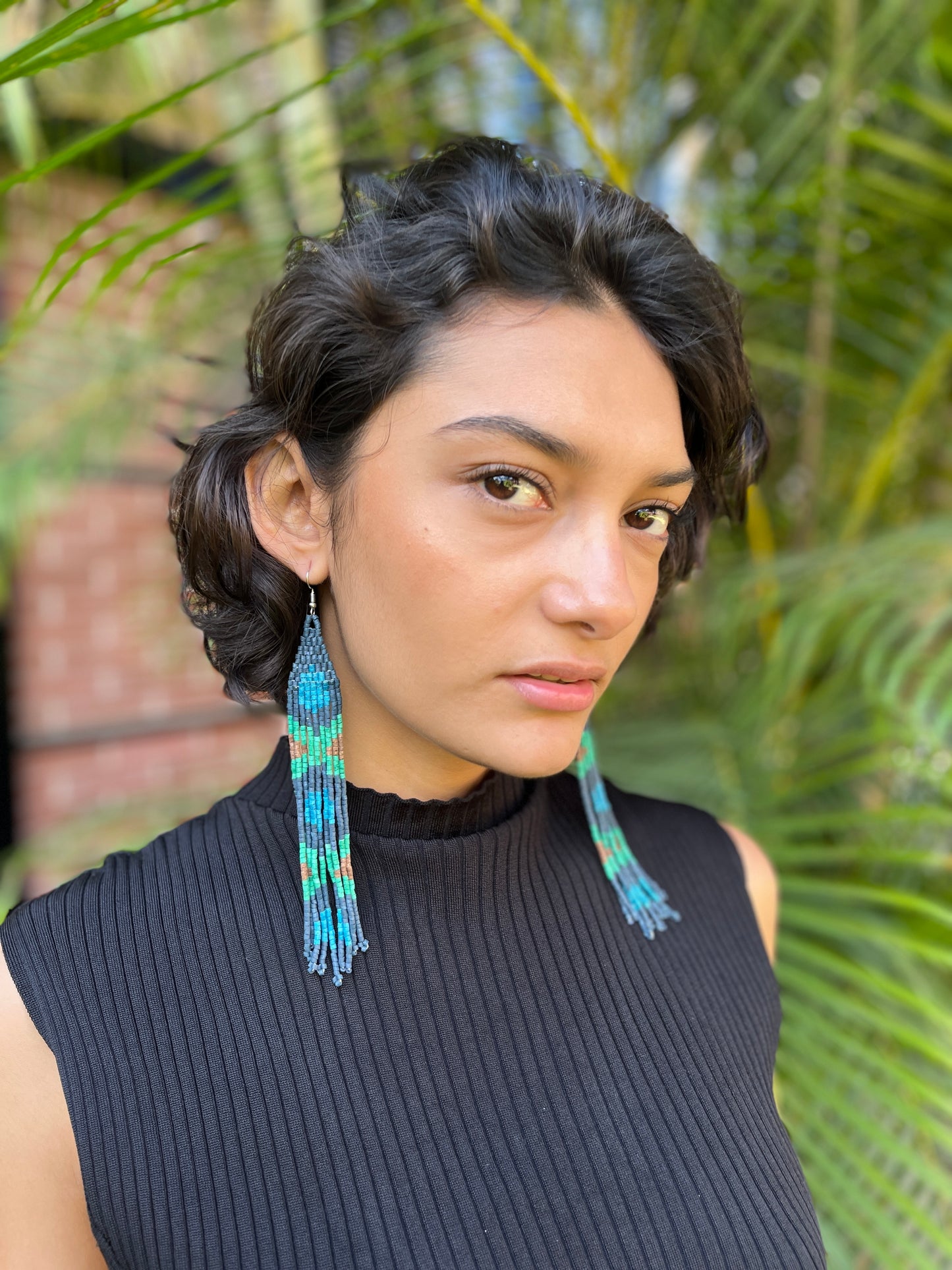 Long and Lightweight, Fringe Earrings - Long Tikal Serpiente