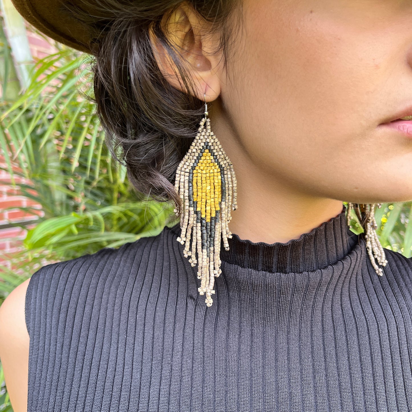 Lightweight Fringe Earrings in Diamond Shaped Design