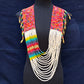 Ceremonial Shoulder Piece with Beaded Chains - "Aguacatán", white/rainbow