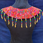 Ceremonial Shoulder Piece with Beaded Chains - "Aguacatán", white/rainbow