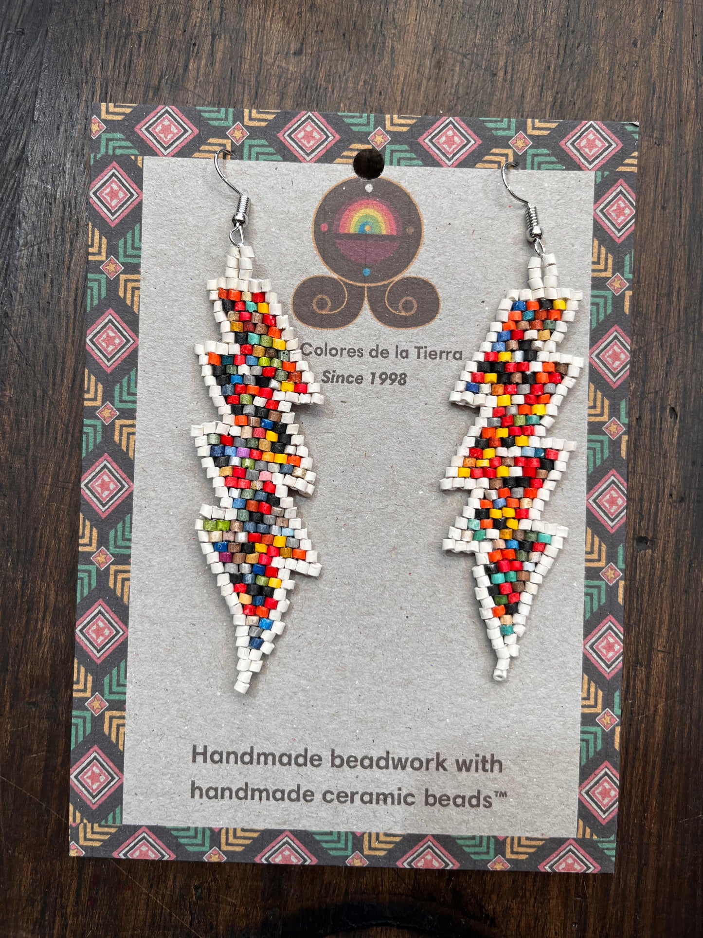 Lightweight, Statement Earrings - "Rayos", neutrals/multicolor