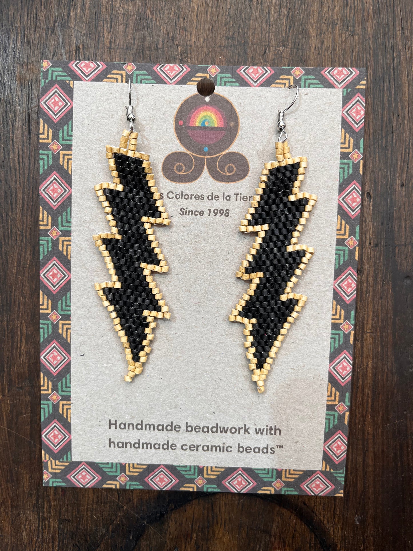 Lightweight, Statement Earrings - "Rayos", neutrals/multicolor