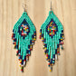 Pendientes colgantes largos con cuentas - "Tikal Diamond", hechos a mano