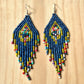 Pendientes colgantes largos con cuentas - "Tikal Diamond", hechos a mano