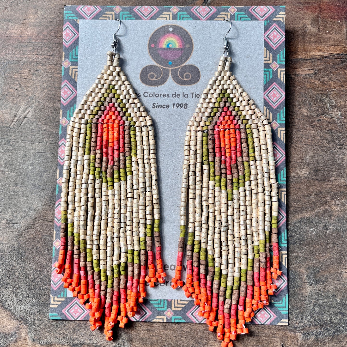 Boho Chic Earrings with Fringes in Natural Stone Ceramic