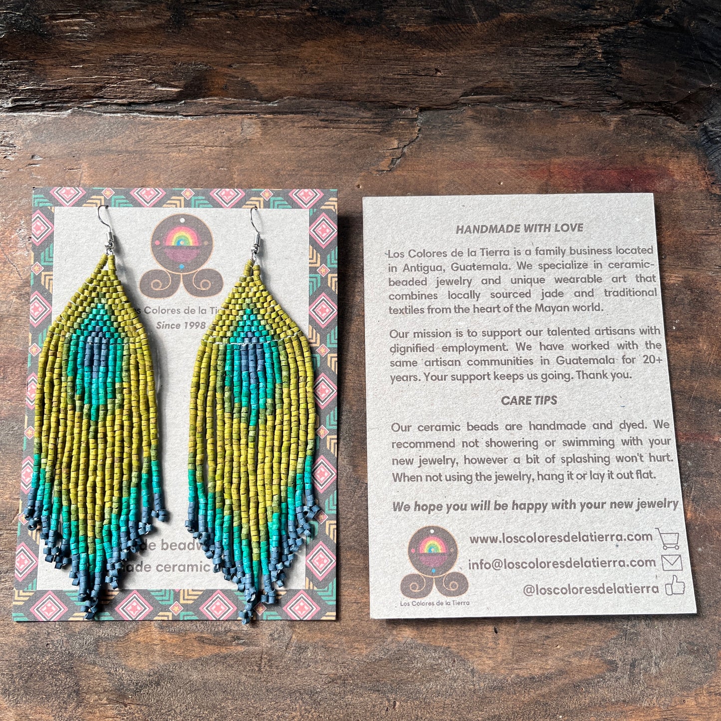 Boho Chic Earrings with Fringes in Natural Stone Ceramic