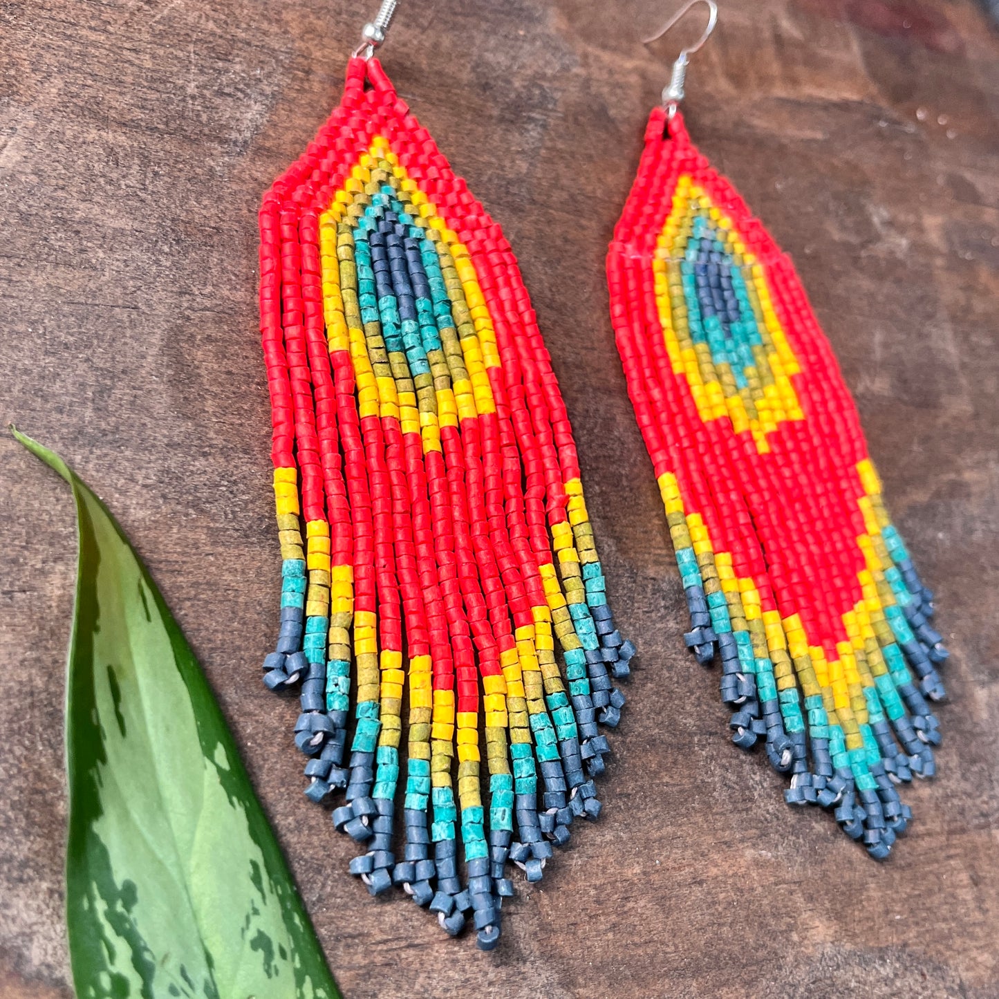 Boho Chic Earrings with Fringes in Natural Stone Ceramic