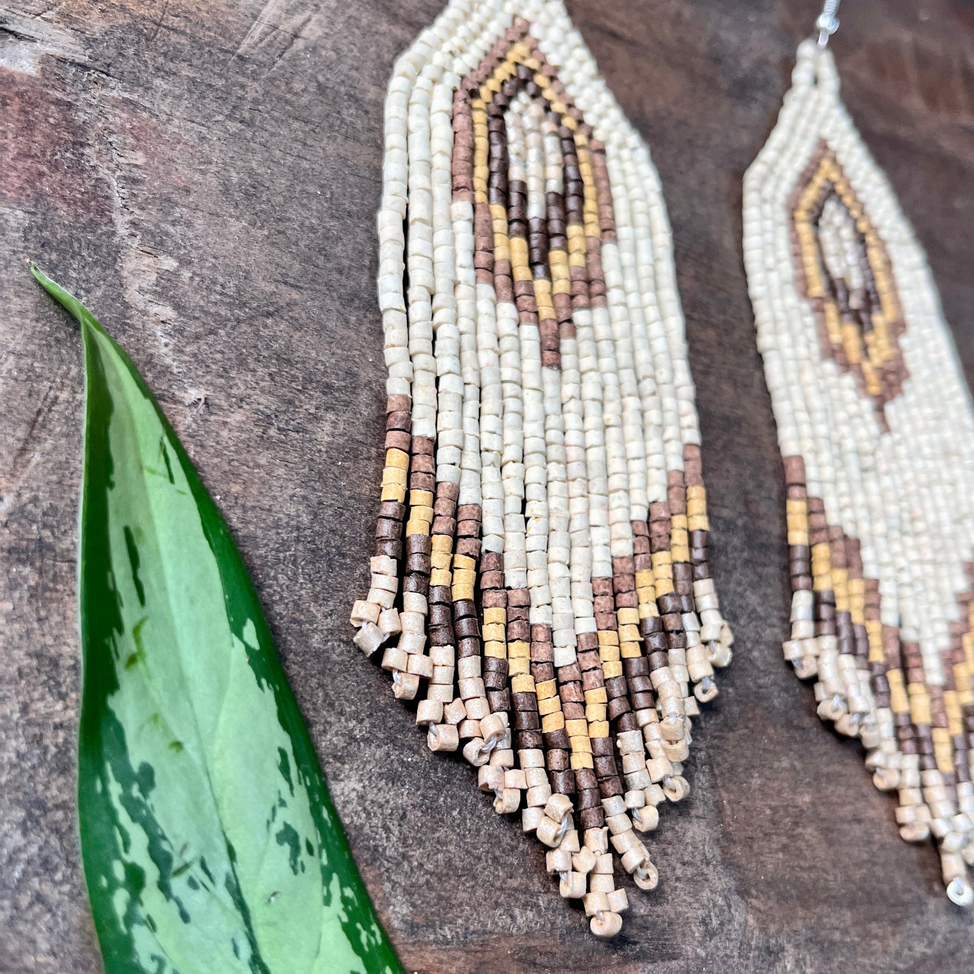 Little Mocha Earrings, Native Beadwork