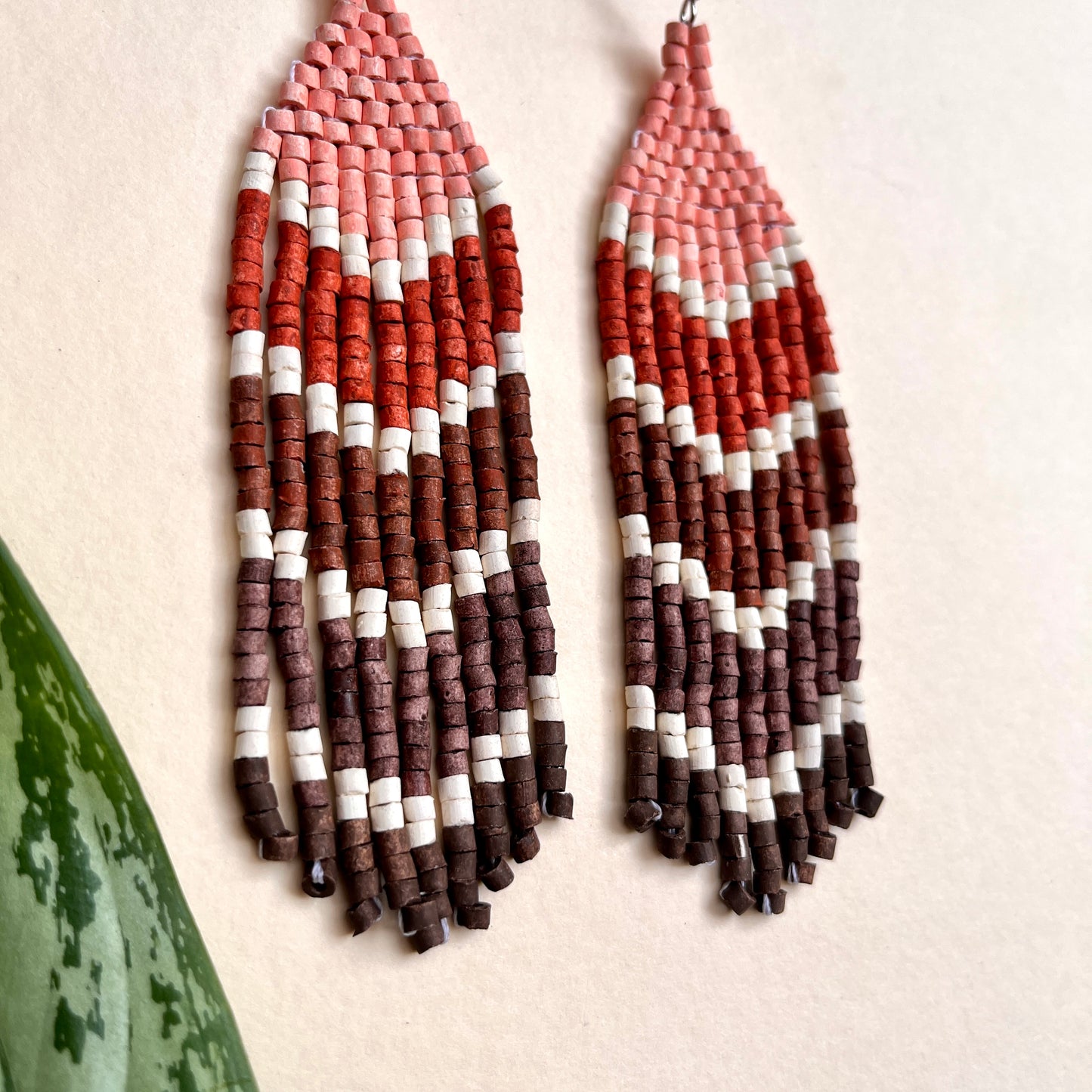 Five Arrows, Five Tones Fringe Earrings - "Tikal Arrows"