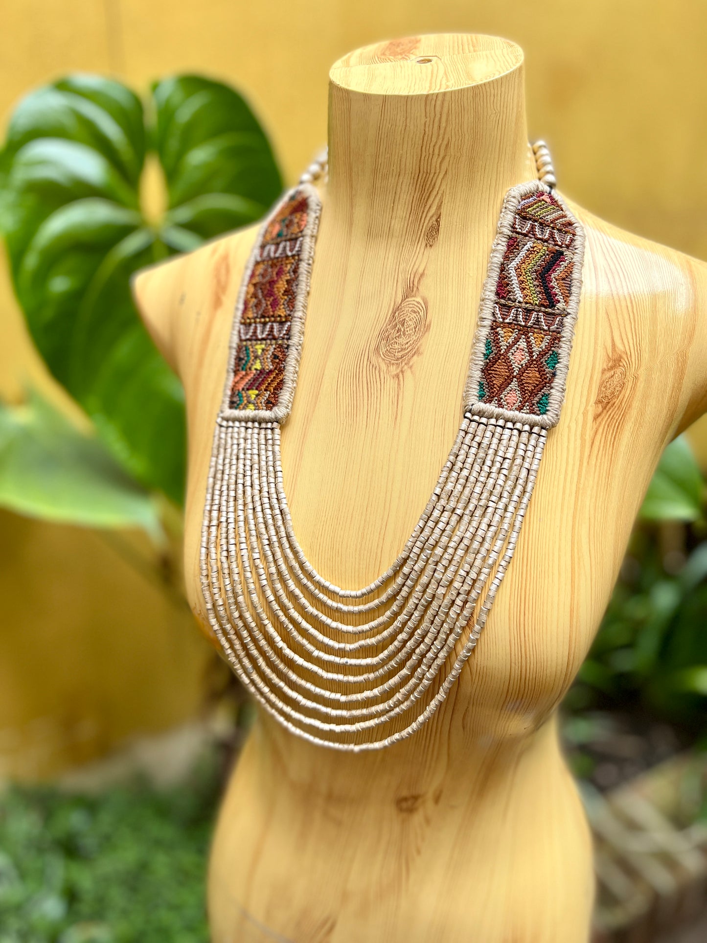 Woven, Vintage Textile Necklaces - "Vintage Patzun Long"