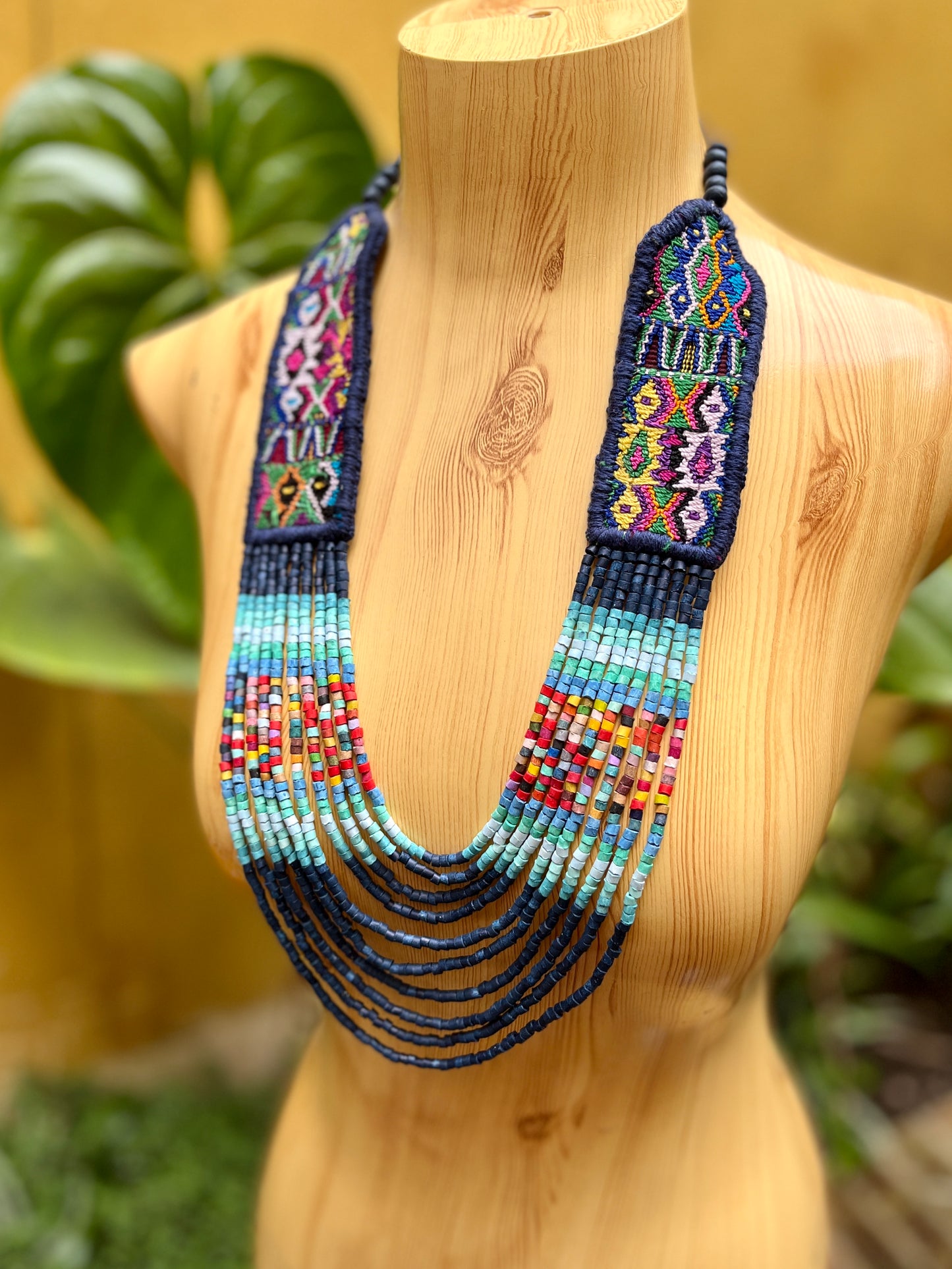 Woven, Vintage Textile Necklaces - "Vintage Patzun Long"