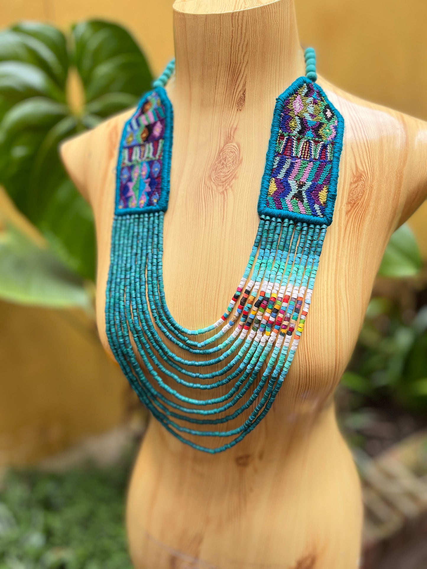 Woven, Vintage Textile Necklaces - "Vintage Patzun Long"
