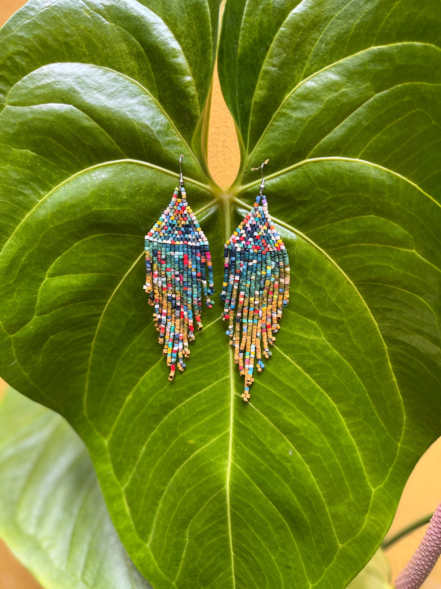 Light, Statement Earrings - "Lean Tikal Synergy Rainbow"