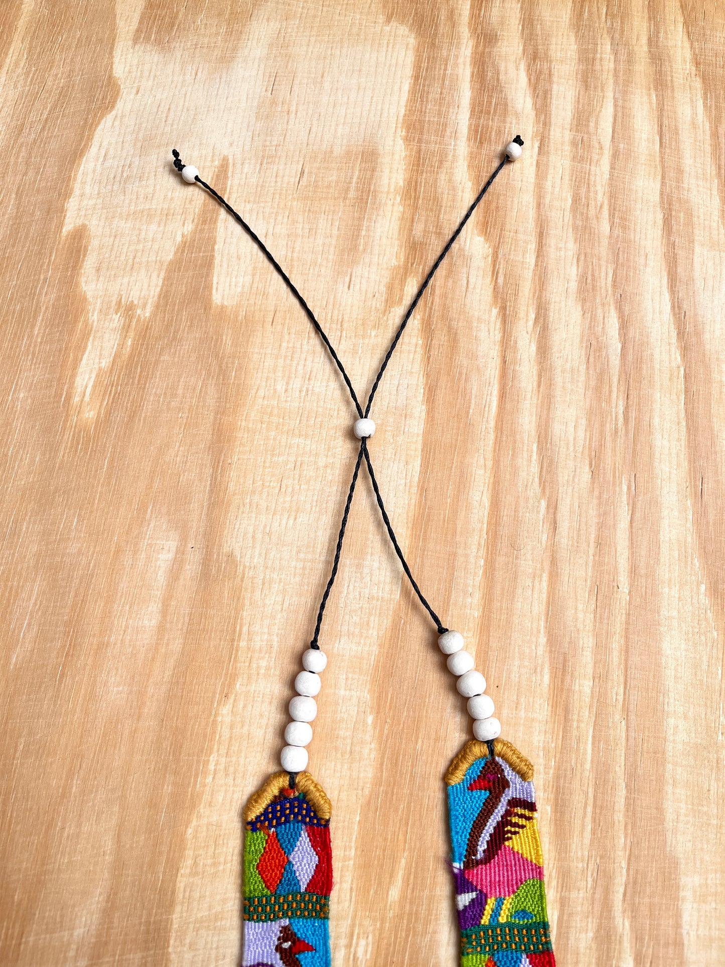 Hand-embroidered Birds Necklaces - "Santiago x Zunil"