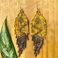 Beaded, Fringe Earrings - Slim Tikal Lightning